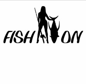girl fish on decal for window/bumper/laptop plus 1 free decal gift 7x4