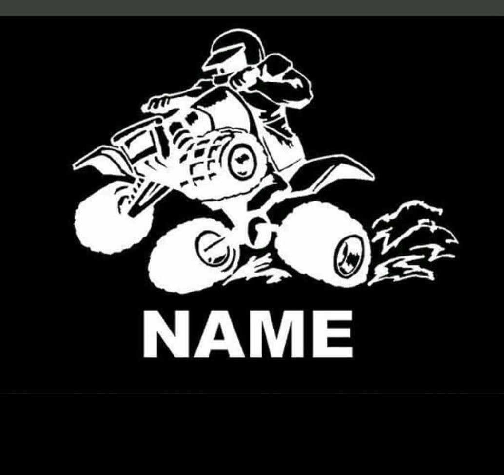 ATV AND CUSTOM name window/laptop/bumper decal   5 x 5 plus 1 free decal gift