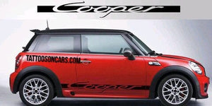 Carerra style Mini Cooper rocker decal set plus free gift.