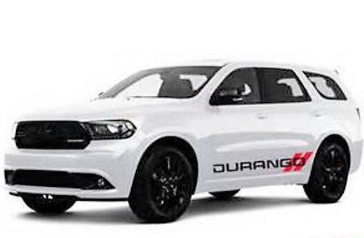 Dodge durango lower 2 color decal set kit silver letters with red stripes