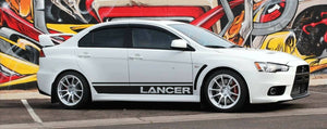 Mitsubishi evolution lancer lower side stripe decal kit all years evo many colors available