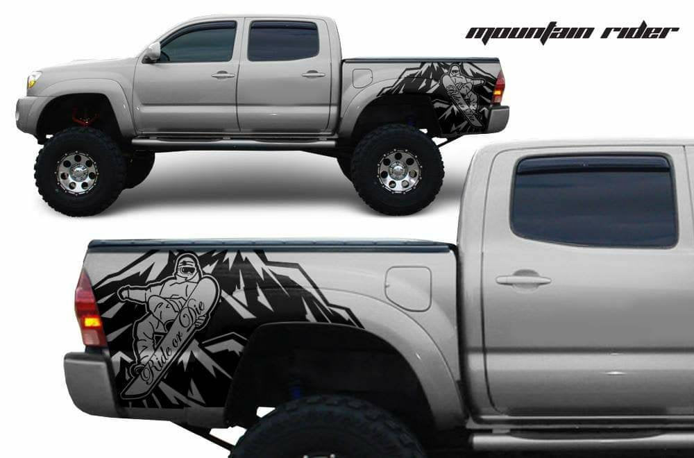 Toyota Tacoma rear truck bed decal set. Many colors available.