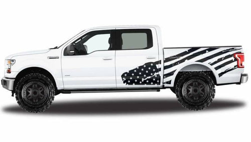 Ford truck side bed flag decal set kit. Available All yrs and models