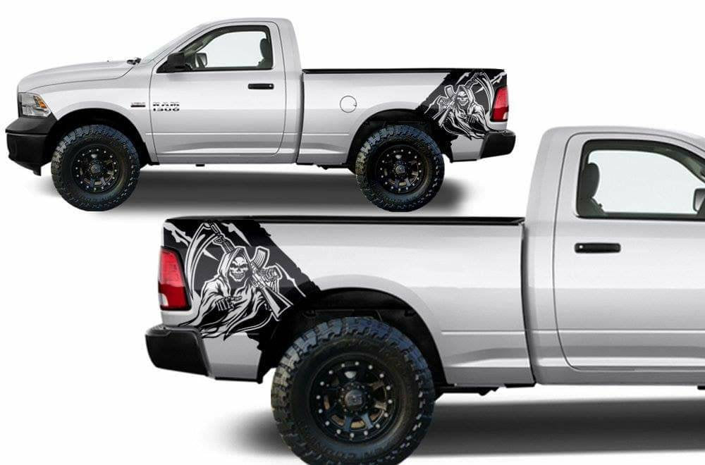 Dodge ram reaper truck bed corner decal kits. Many colors available.