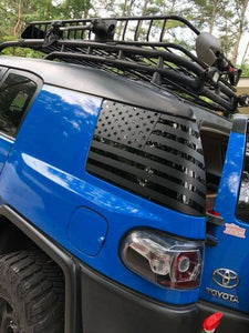 Toyota FJ Cruiser rear side window flag decal set (pair lft + rt) many colors available.