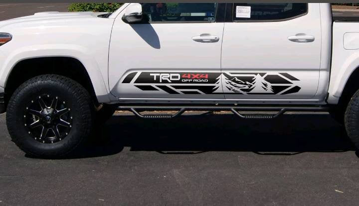 Toyota tacoma wilderness edition trk rocker decal kit 2 color combo kit many colors available.