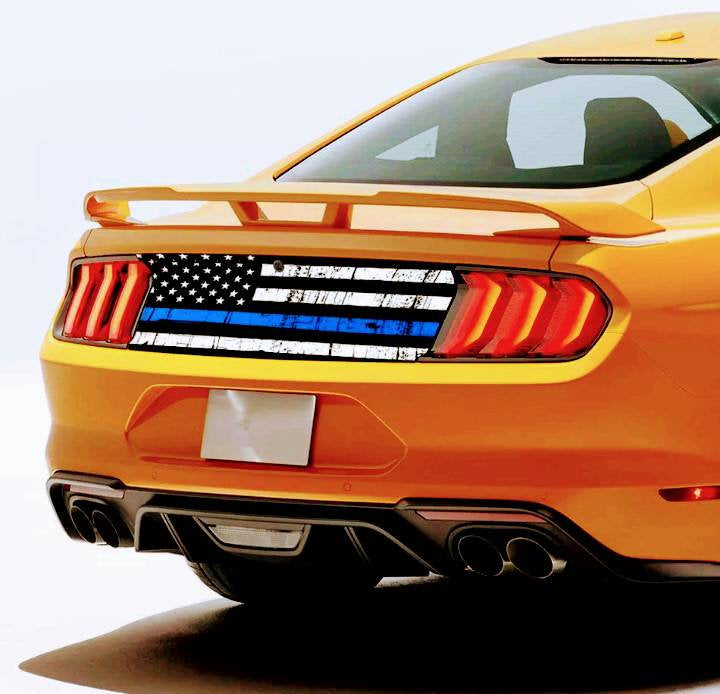 Ford mustang rear center blue line flag decal kit.