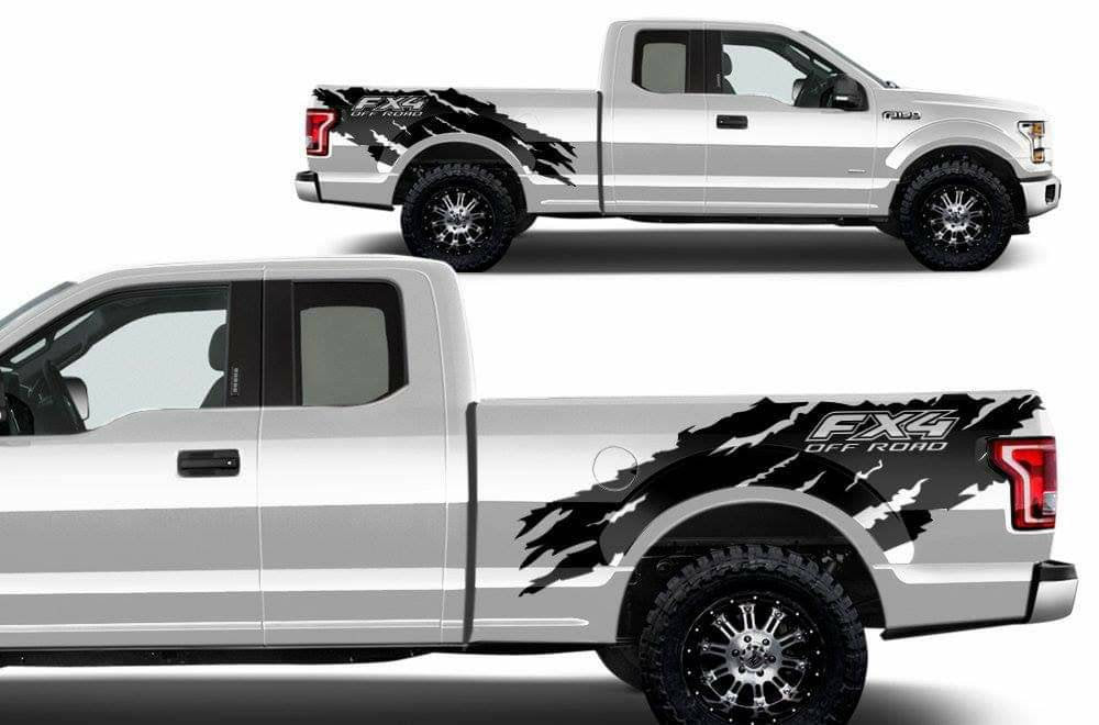 2013-2023 ford f-150 fx4 truck bed ripped decal set kit. Many colors available.