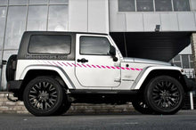 Load image into Gallery viewer, Jeep wrangler 2 door jeep broken stripe side decal set kit. Many colors available.