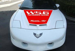 98-up Pontiac  firebird formula ws6 ram air hood ws 6 performance package hood blkout decal kit.
