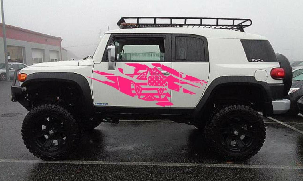 Toyota FJ Cruiser military side decal set kits all years many colors available.