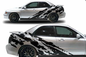 Subaru wrx sti ripped side body decal kit. Available all years subaru. Many colors available.