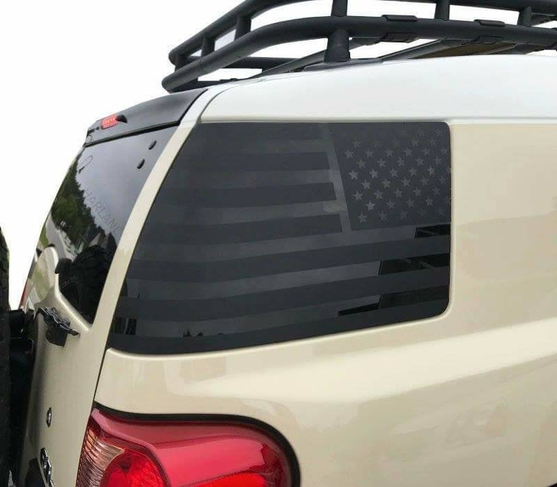 Toyota FJ Cruiser rear side window flag decal set (pair lft + rt) many colors available.