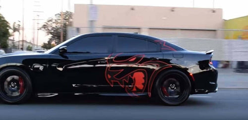 Dodge charger hellcat xtra large head side body decal kits.