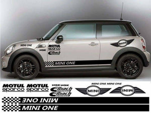 Mini Cooper racing sponsor Side Decal set kits. Many colors available