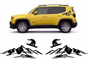 2015-2019 jeep renegade side montain/skier decal set kit.