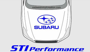 Subaru impreza hood decal nany colors available.