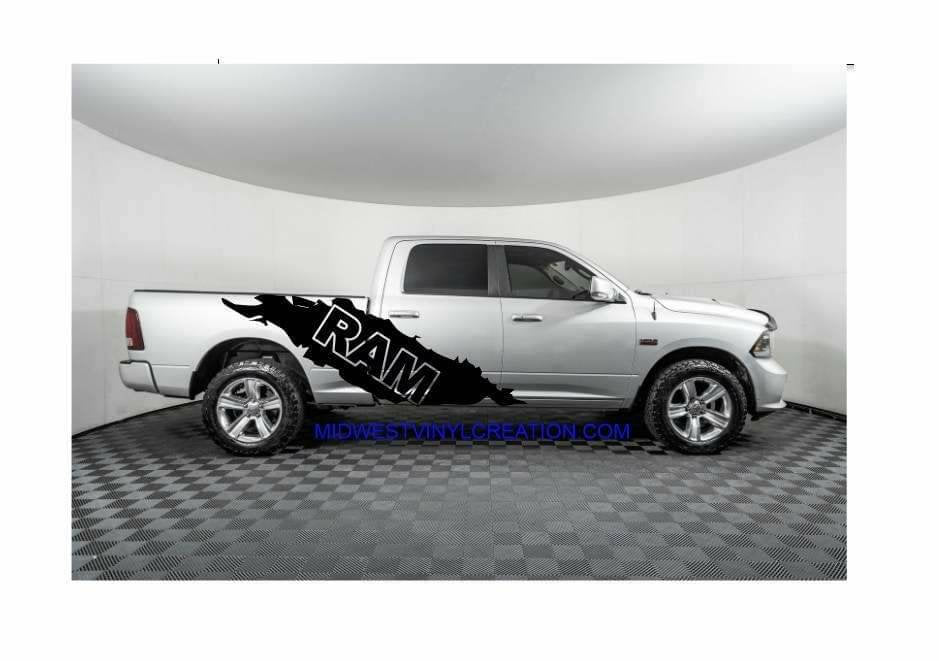 Dodge ram 1500 2500 3500 side ripped decal set.
