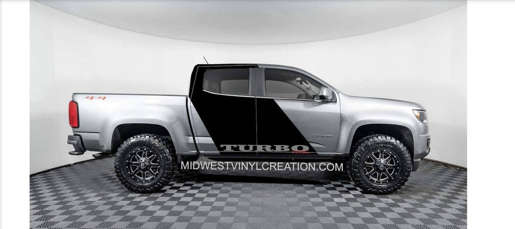 2019-up Chevy Colorado diesel truck custom large wide stripe 2 color combo decal set.