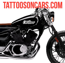 Load image into Gallery viewer, Cafe racer motorcycle gas tank decal set plus free gift