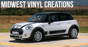 Mini Cooper countryman clubman s lower Side Decal number & Stripe set + free gift