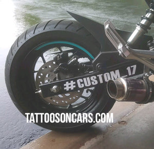 Motorcycle swing arm custom decal set left & right side