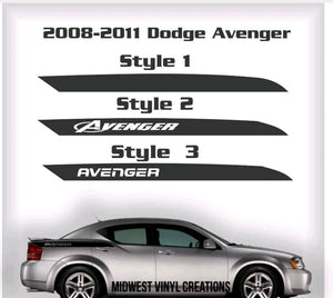 Dodge Avenger sxt srt4 srt6 rear panel Side Stripe Decal Sticker set plus free gift