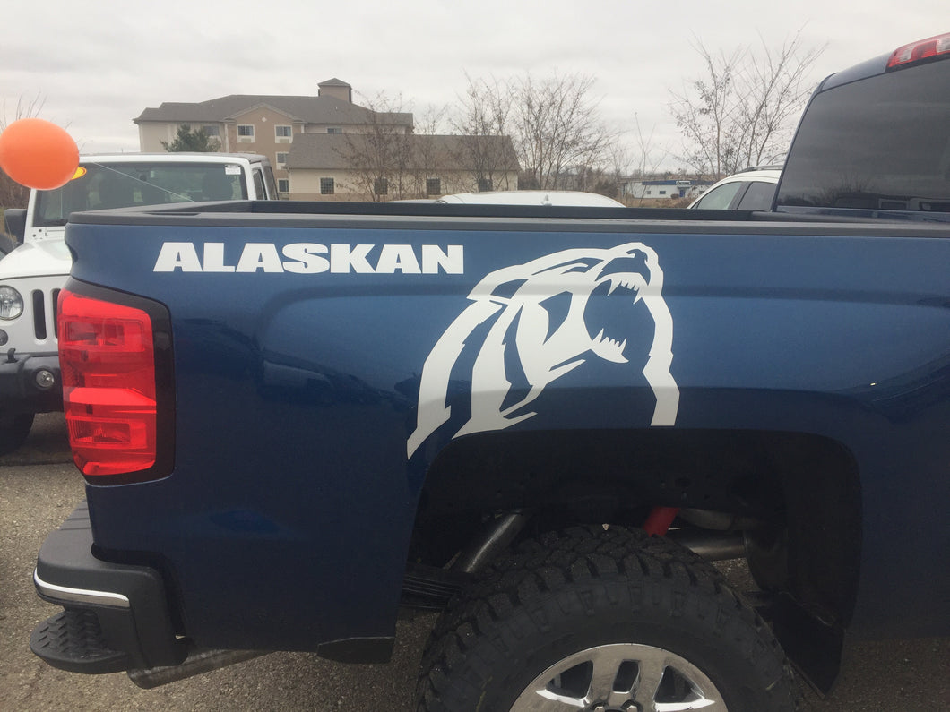 Chevy Silverado hd Alaskan custom bear edition truck bed decal set