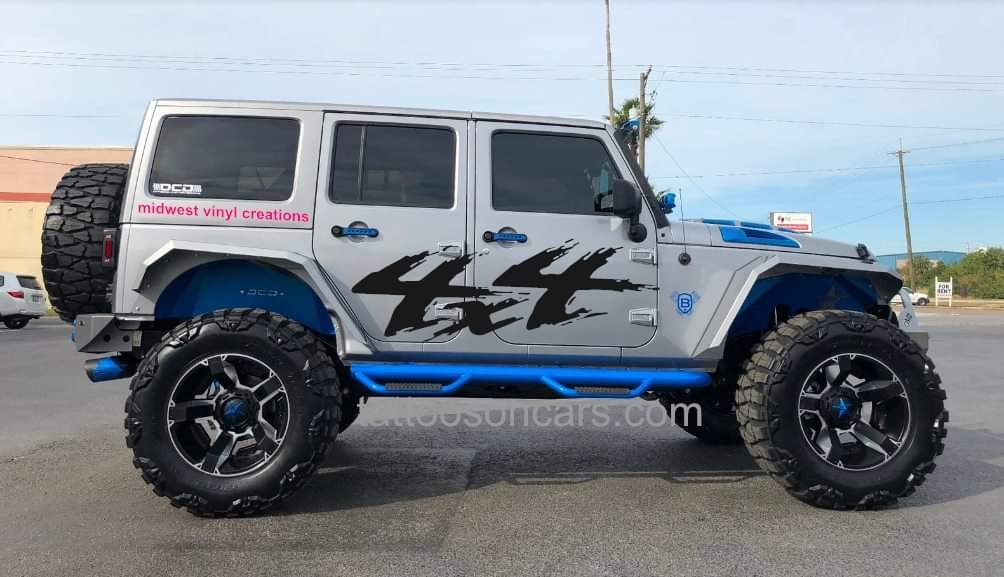 Jeep jk side 4x4 side decal set kit many colors available