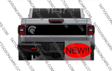Jeep gladiator 2021 rear tailgate blkout decal set with spartan head