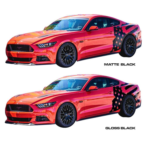 2005-2023 Ford Mustang side body American flag decal set